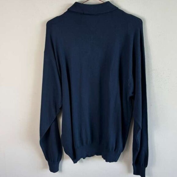 Visitor Poeta Moda Mens Long Sleeve Quarter Zip Sweater Blue Size Medium - Picture 2 of 12